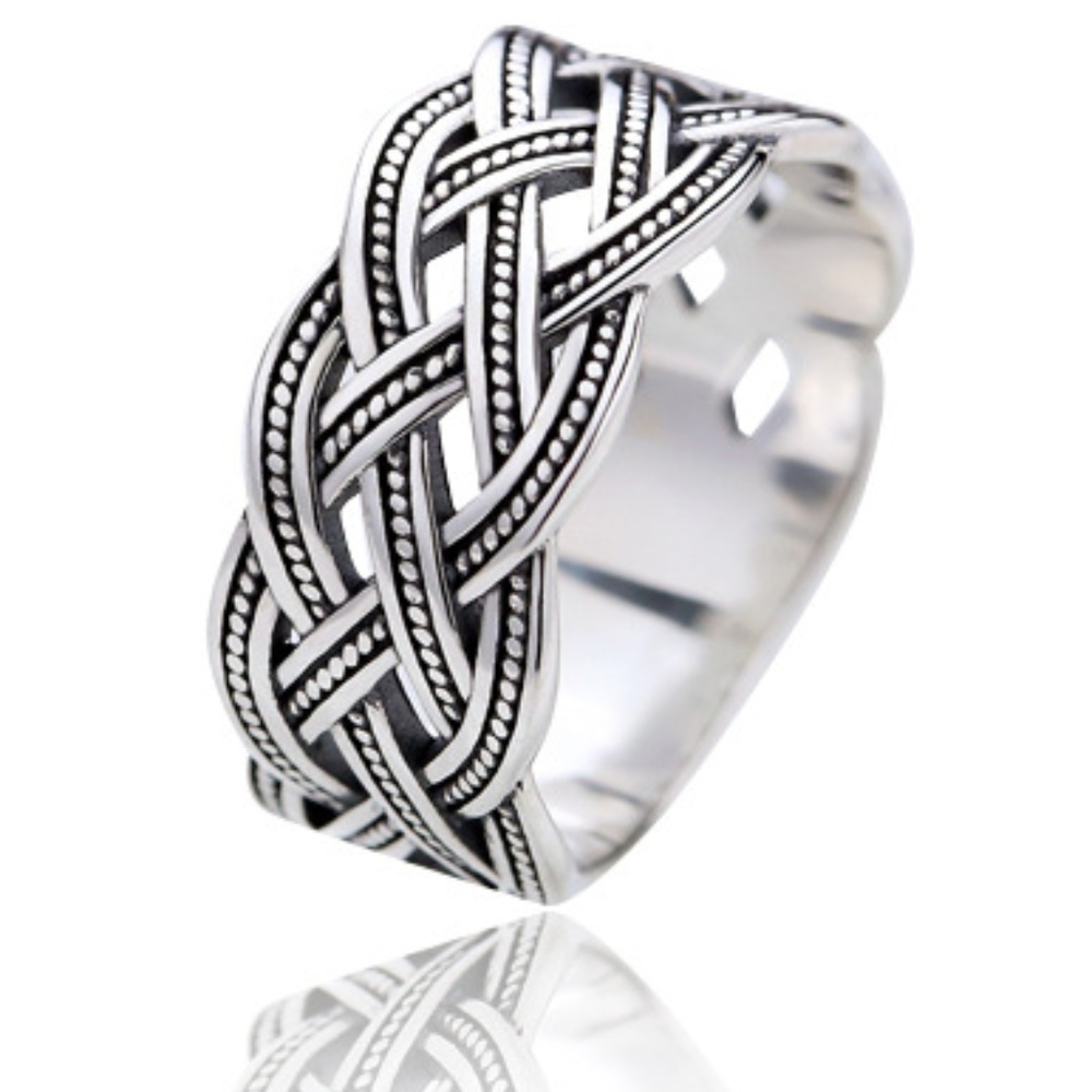 925 Sterling Silver Antiqued Braided Ring